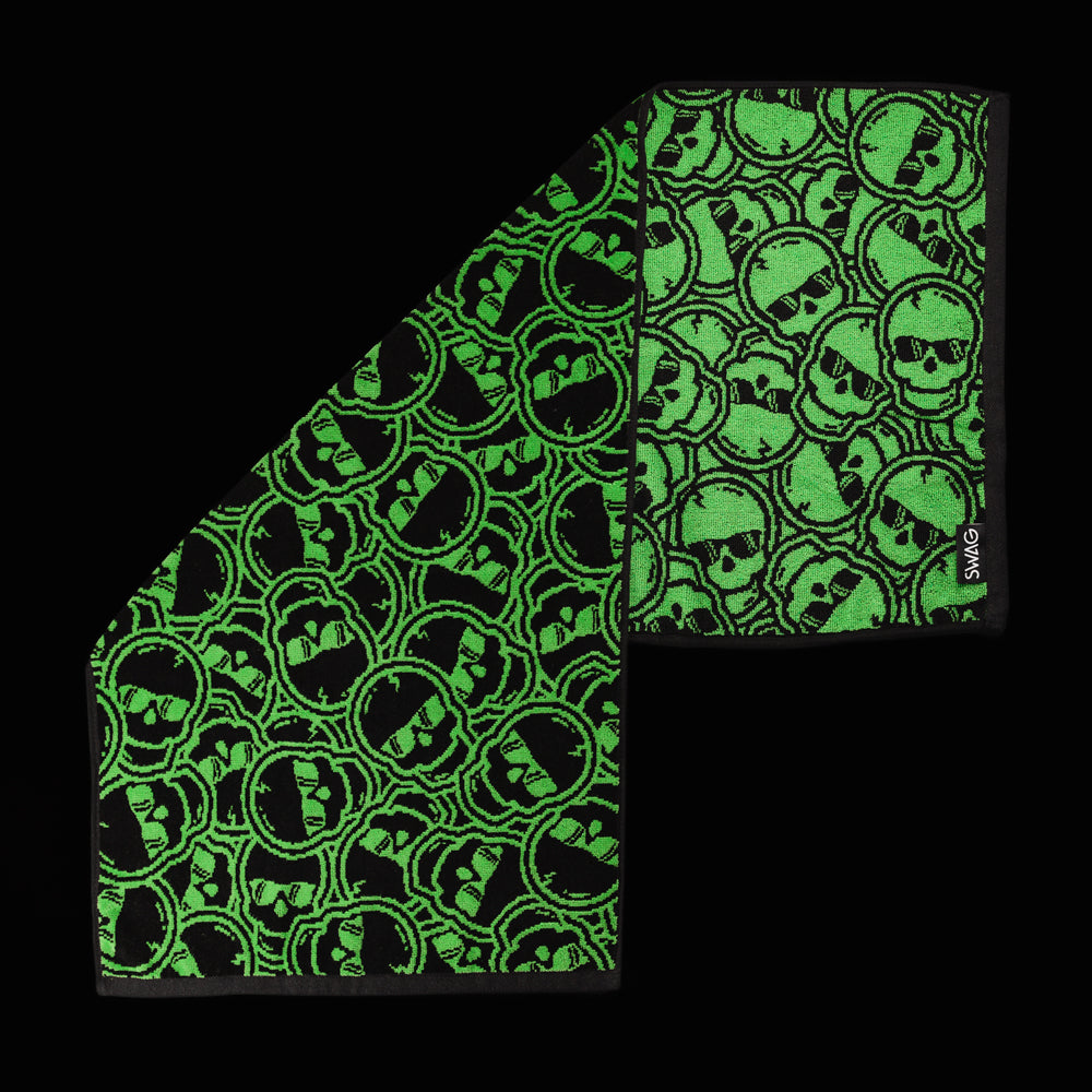 Green Stacked Skulls Towel