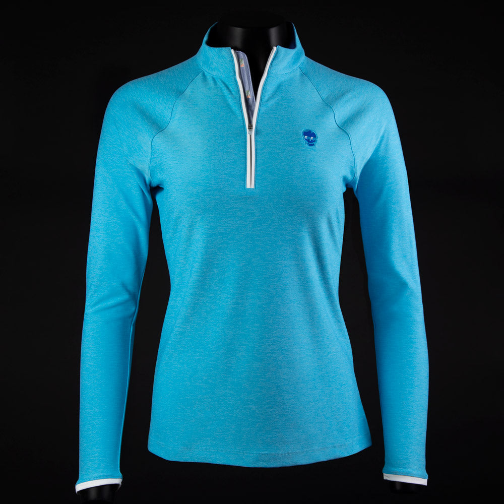 Women's Aqua Navy Skull 1/4 Zip Pullover