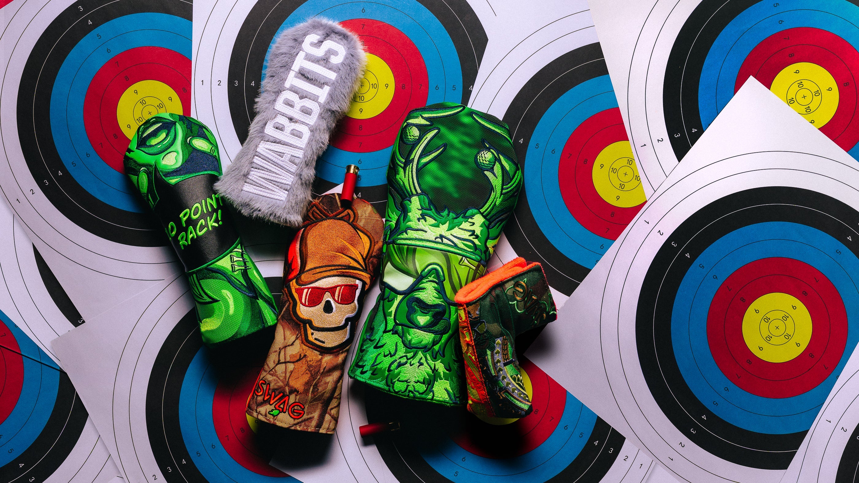SWAG Golf Hunting Season mini collection of headcovers and accessories.