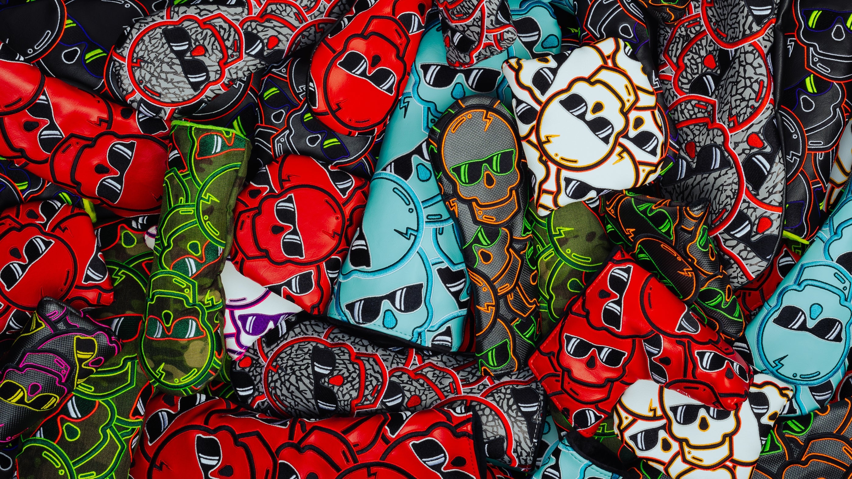 Swag Golf overlapping stacked skulls golf headcovers made in the USA.