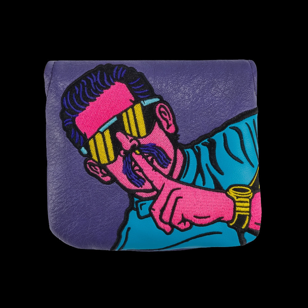 Rewind Golf x Happy Gilmore official Grandma themed purple and yellow center shaft mallet headcover.