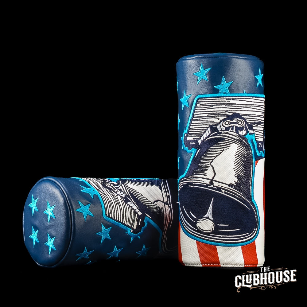 SWAG Golf Liberty Bell barrel driver golf headcover with red, white, and blue design.