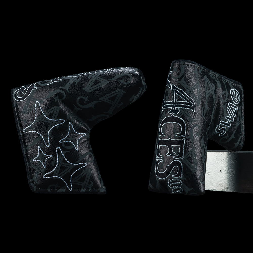 SWAG Golf x 4Aces official black monogram logo blade golf headcover.