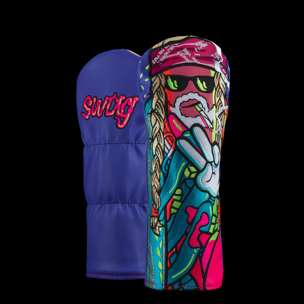 SWAG Golf Glizzy Nelson multi colored hot dog x Willie Nelson themed fairway wood golf headcover.