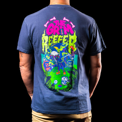 SWAG Golf Grim Reefer navy graphic print 420 themed short sleeve t-shirt.
