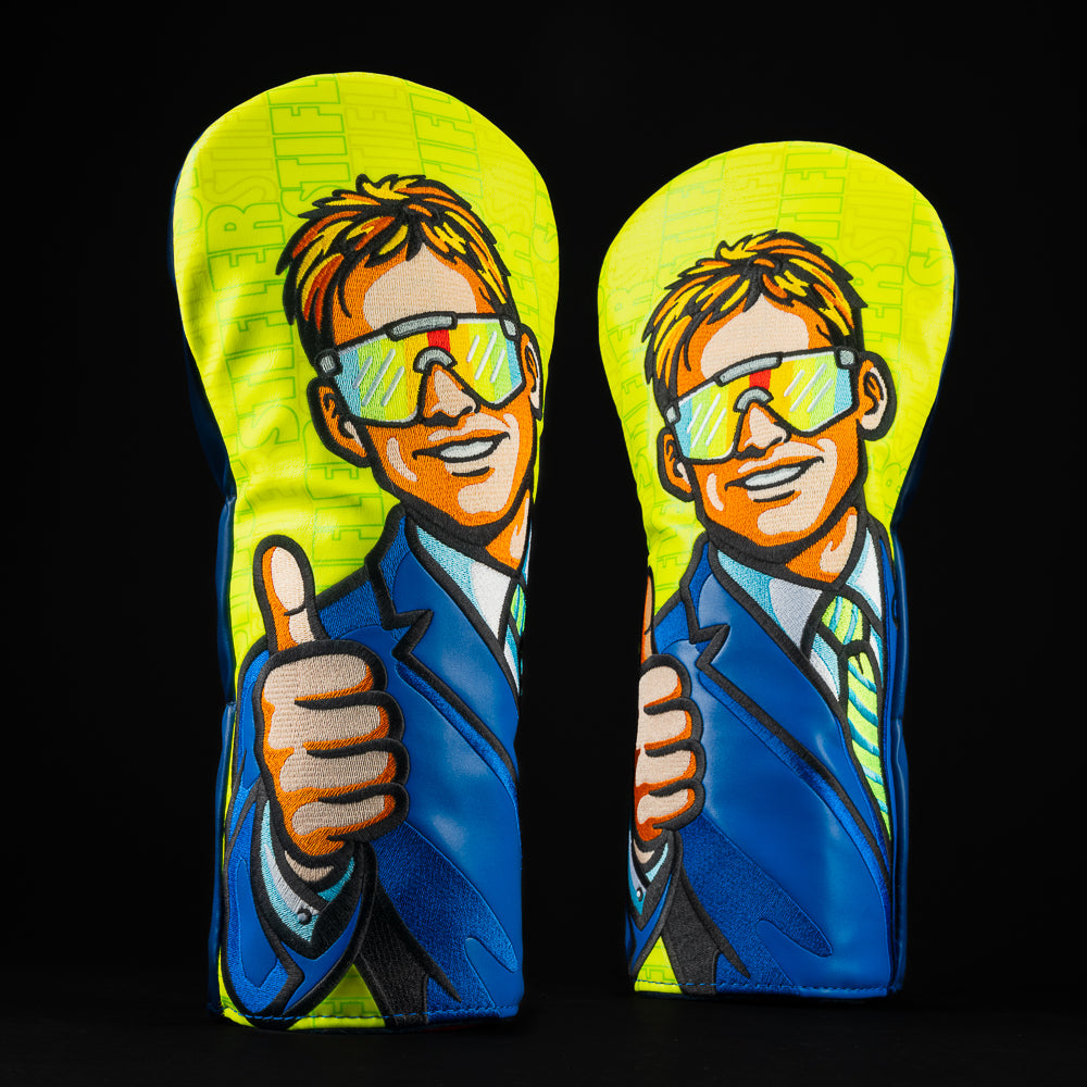 Limited edition American Pie officially licensed Stifler driver headcover, bold colors, suit and tie, and signature SWAG attitude.