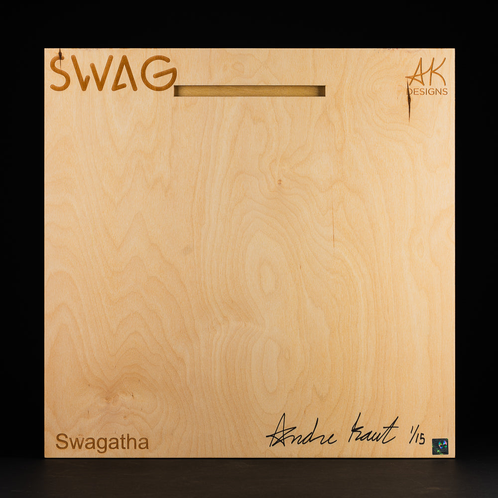 Swag x Andre Kaut wood wall artwork panel featuring Swagatha.