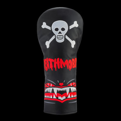 Rewind Golf x Animal House officially licensed black Deathmobile driver golf headcover with red accents. 