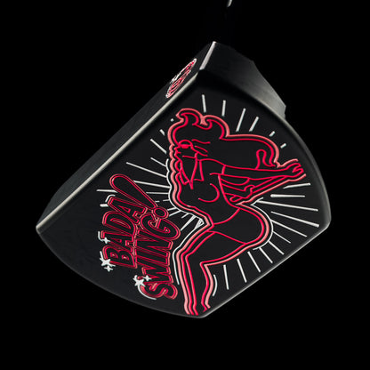SWAG Golf Bada Swing! black and neon pink New Jersey strip club themed limited edition mallet golf putter with a black cerakote finish.