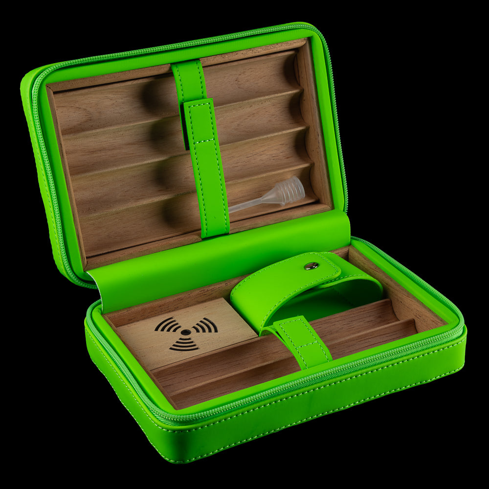 Neon Green Dripping Cigar Humidor Travel Case