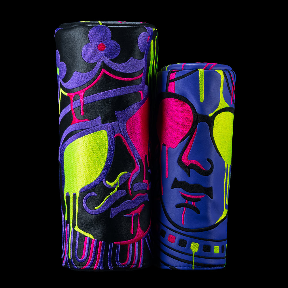 Macro Drip Royalty wood cover barrel set with dripping king driver and queen fairway graphics.