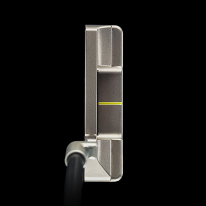 SWAG Golf RAD Handsome Too Longneck limited edition golf putter with a black oxide finish, sound slot, and red and yellow dripping skull design on the sole.