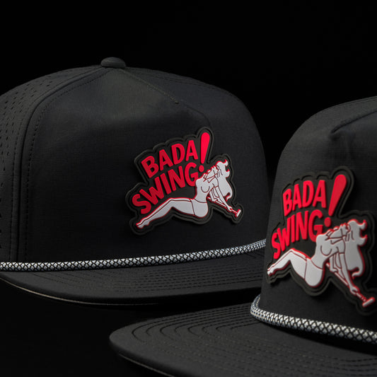 Swag x Melin Coronado black Bada Swing rope snapback performance golf hat.