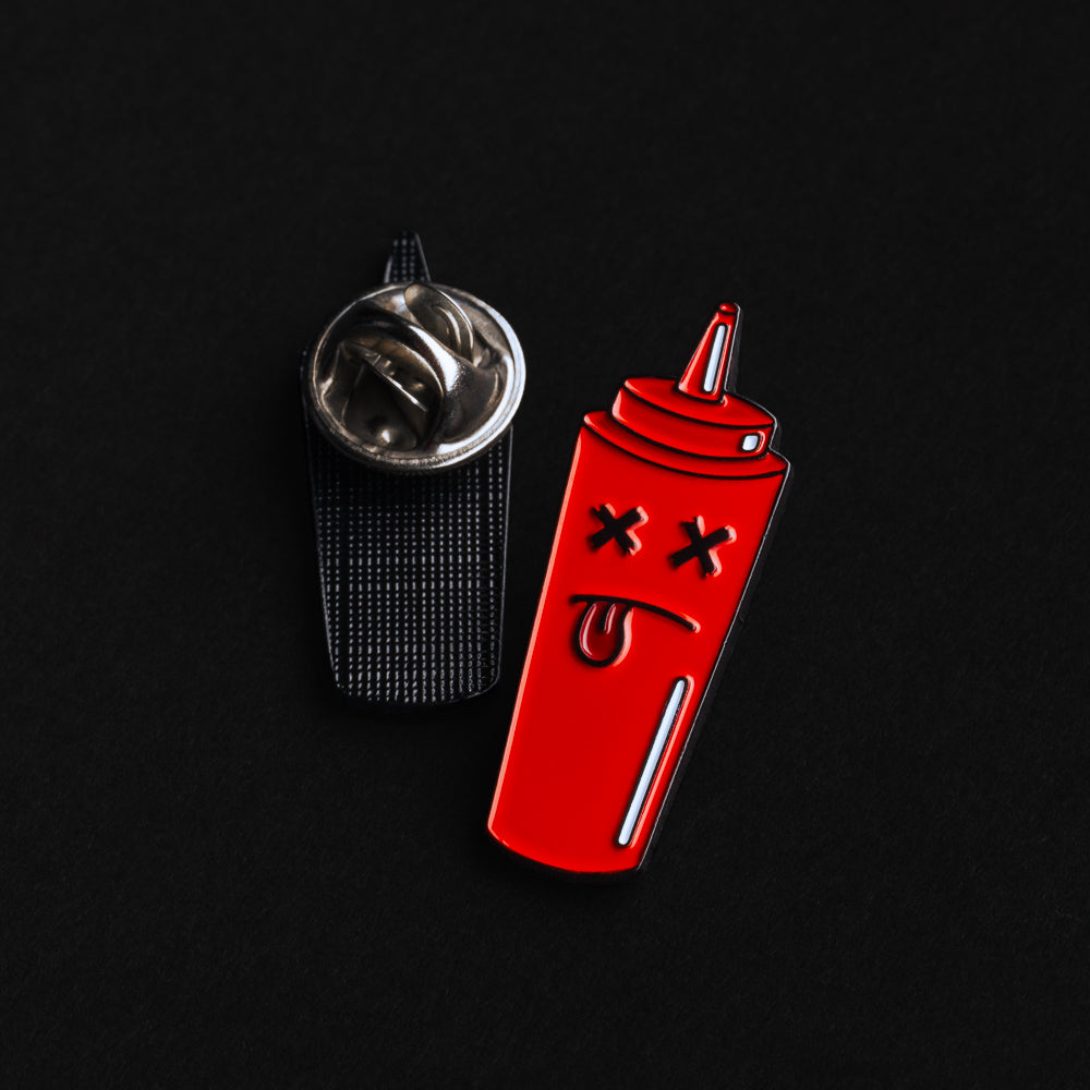 Swag dead ketchup red ketchup bottle pin accessory.