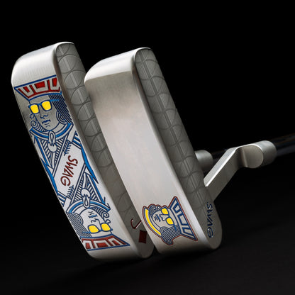 The Jack and Jack Jr Handsome One stainless steel father and son matching golf putter set.