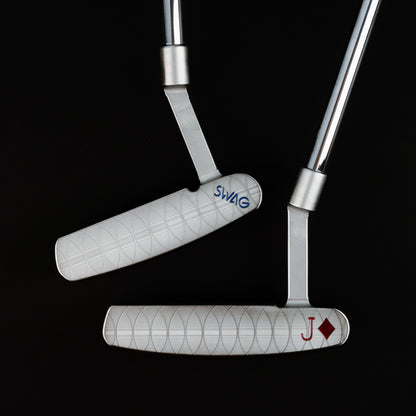 The Jack and Jack Jr Handsome One stainless steel father and son matching golf putter set.