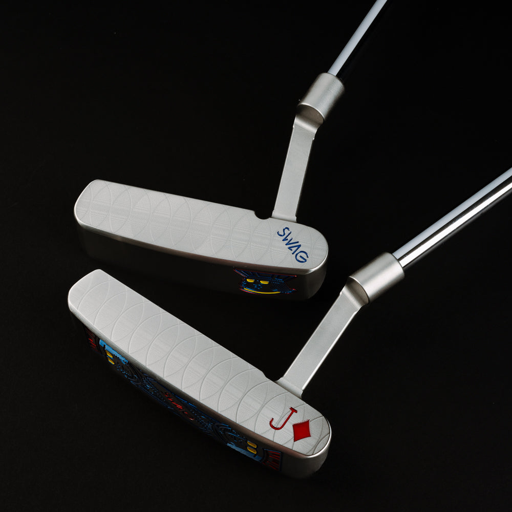 The Jack and Jack Jr Handsome One stainless steel father and son matching golf putter set.