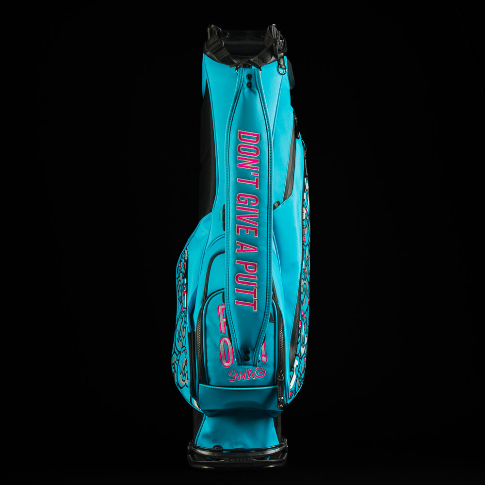 Swag x Vessel blue and pink flipper themed golf stand bag.
