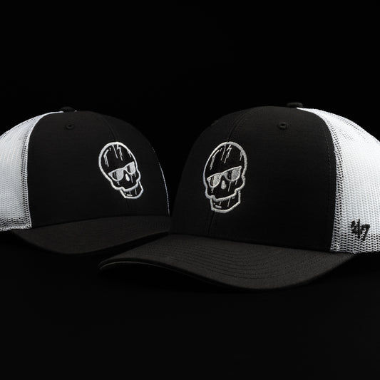 Swag x 47 Brands trucker black and white snapback golf hat.