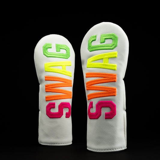 Small Talk Swag white hybrid golf headcover made in the USA.