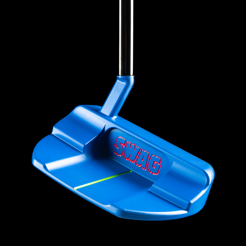 Swag Thing blue cerakote The Boss mallet golf putter made in the USA.