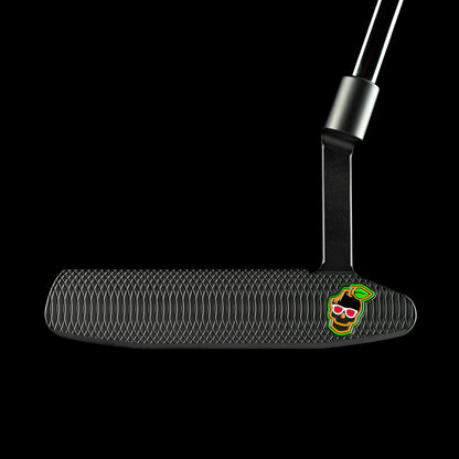 Stacked Juicy Peach Handsome Too black cerakote peach themed golf putter made in the USA.