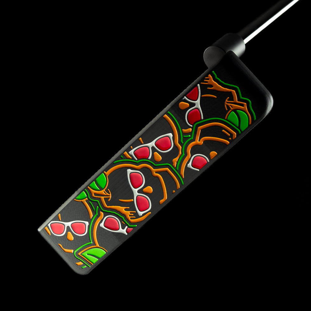 Stacked Juicy Peach Handsome Too black cerakote peach themed golf putter made in the USA.