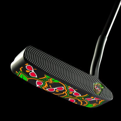 Stacked juicy peach Suave Too black cerakote peached themed golf putter made in the USA.