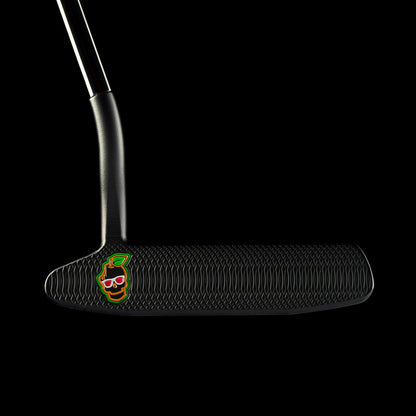 Stacked juicy peach Suave Too black peach themed golf putter made in the USA.