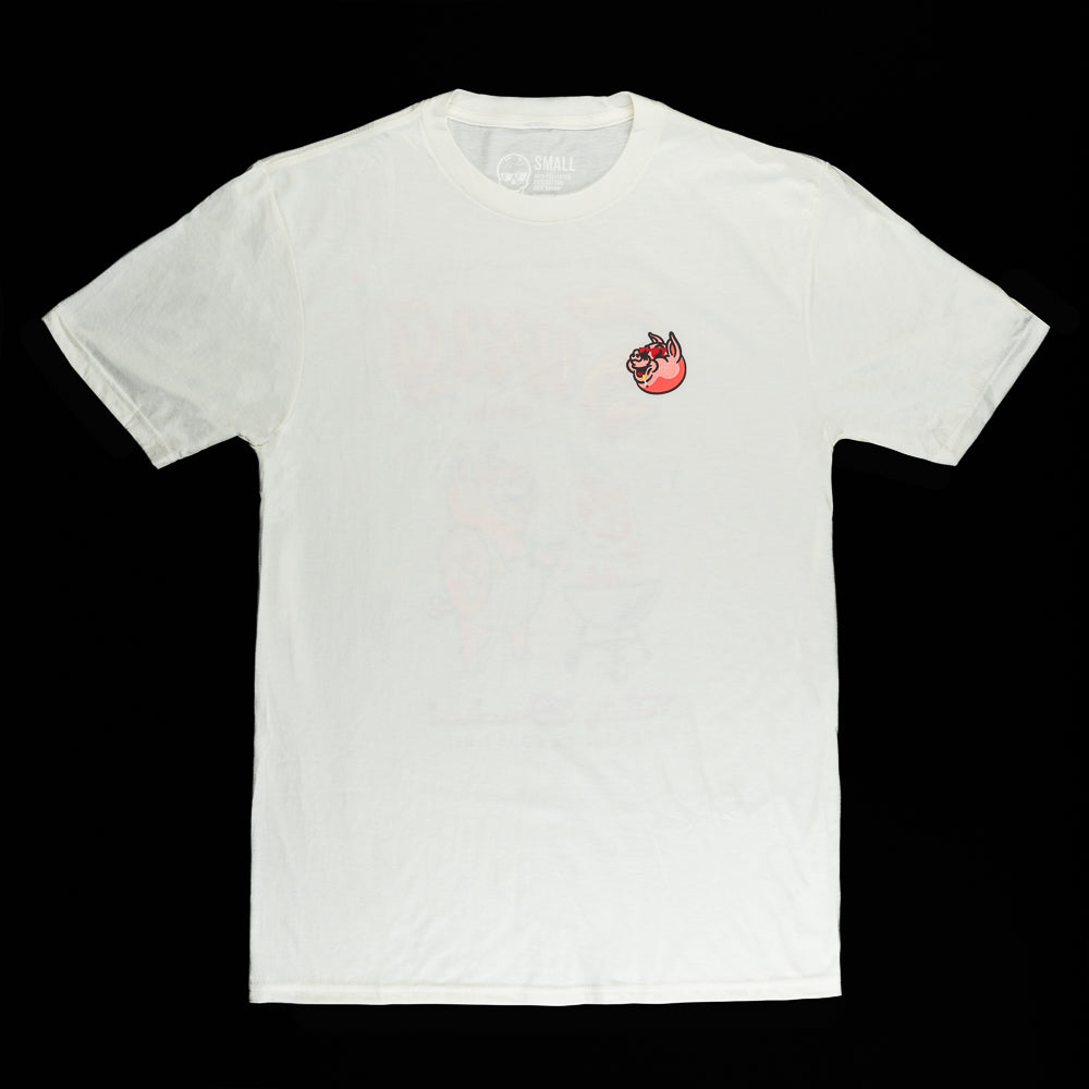 White T-Shirt with a pink pig character on the left chest.