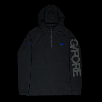 Swag x G/Fore hooded luxe men's long sleeve black quarter zip golf clothing.