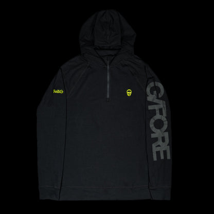 Swag x G/Fore hooded luxe men's long sleeve black quarter zip golf clothing.