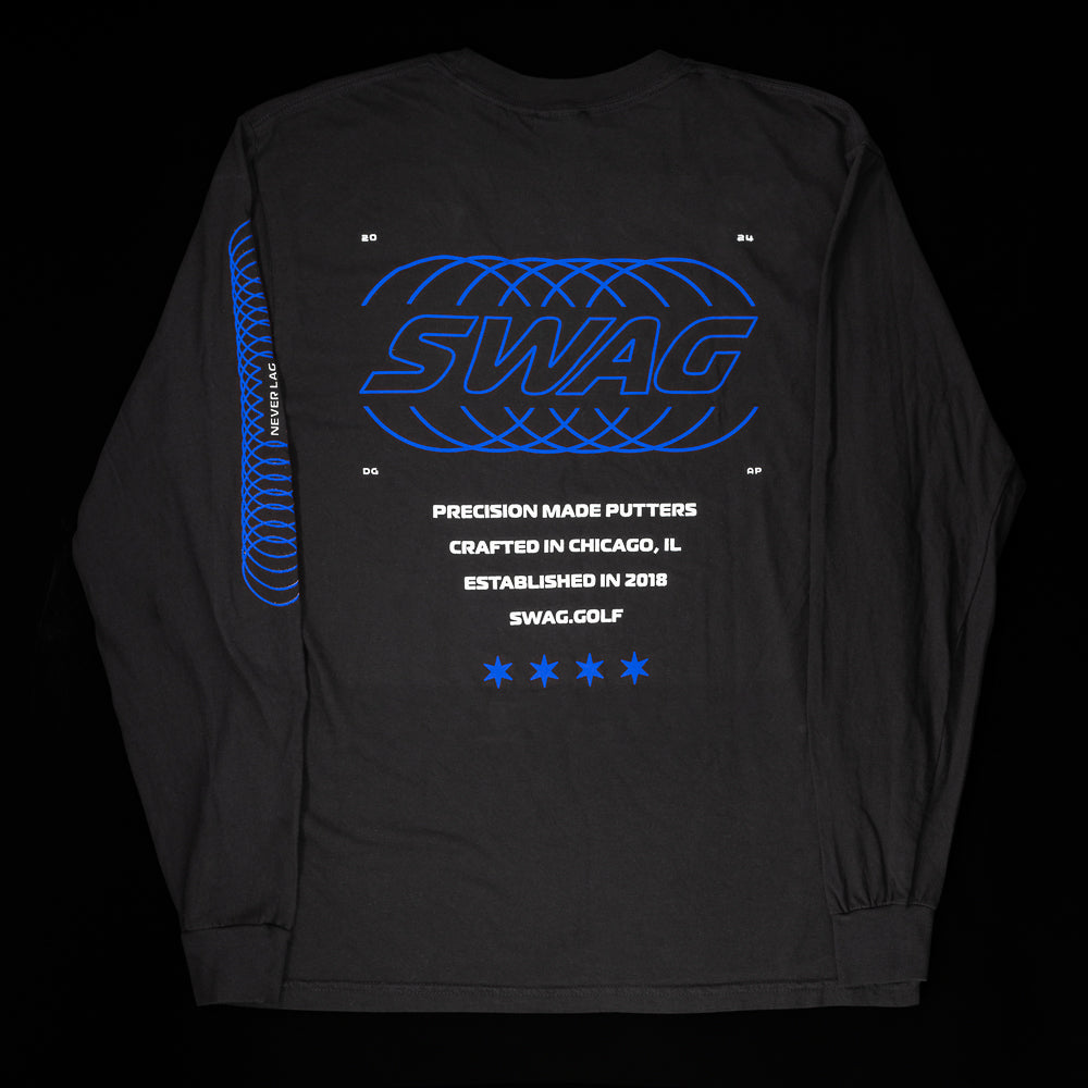 SWAG precision made black long sleeve graphic t-shirt.