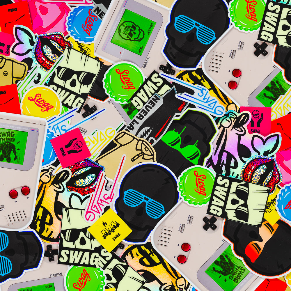 Swag Black Friday assorted pack of 9 stickers.