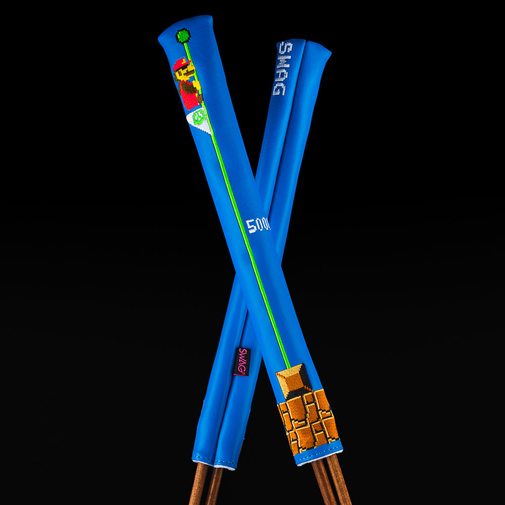 Super Swag Bro's goal pole blue and green golf alignment sticks cover made in the USA.