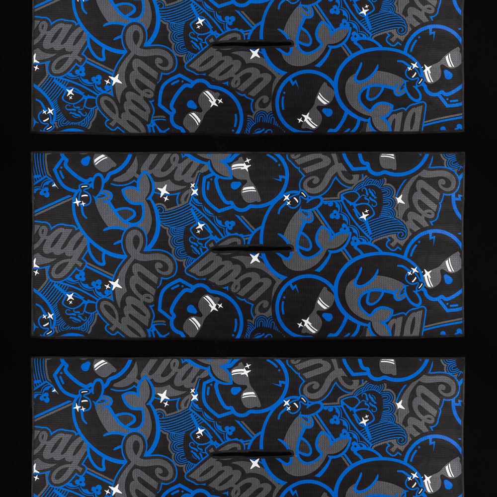 SWAG Golf blue and black skull, flipper, and King print Devant golf towel accessory.