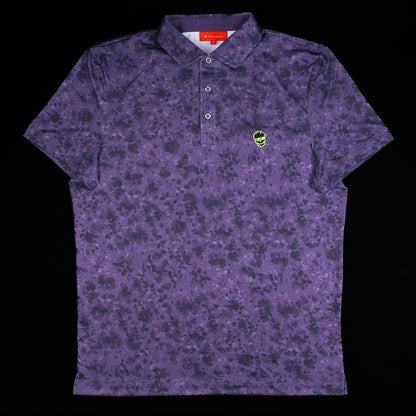 SWAG X Redvanly men's short sleeve performance purple floral print golf polo shirt.