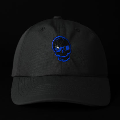 Blue Sparkle Skull Black Hat