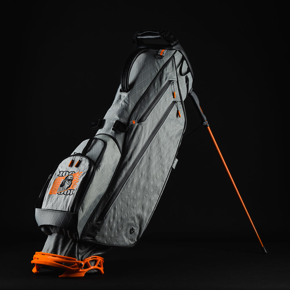 Swag x Vessel Big Ben gray and orange golf stand bag.