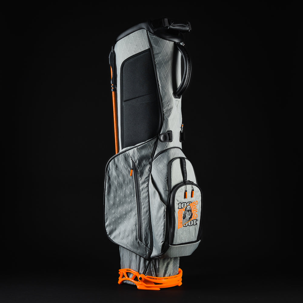 Swag x Vessel Big Ben gray and orange golf stand bag.