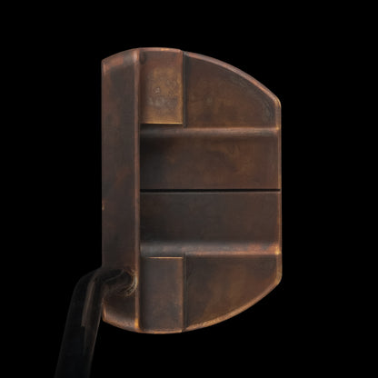 Carbon steel limited edition putter with hidden treasure engravings and a pirate skull matching headcover.