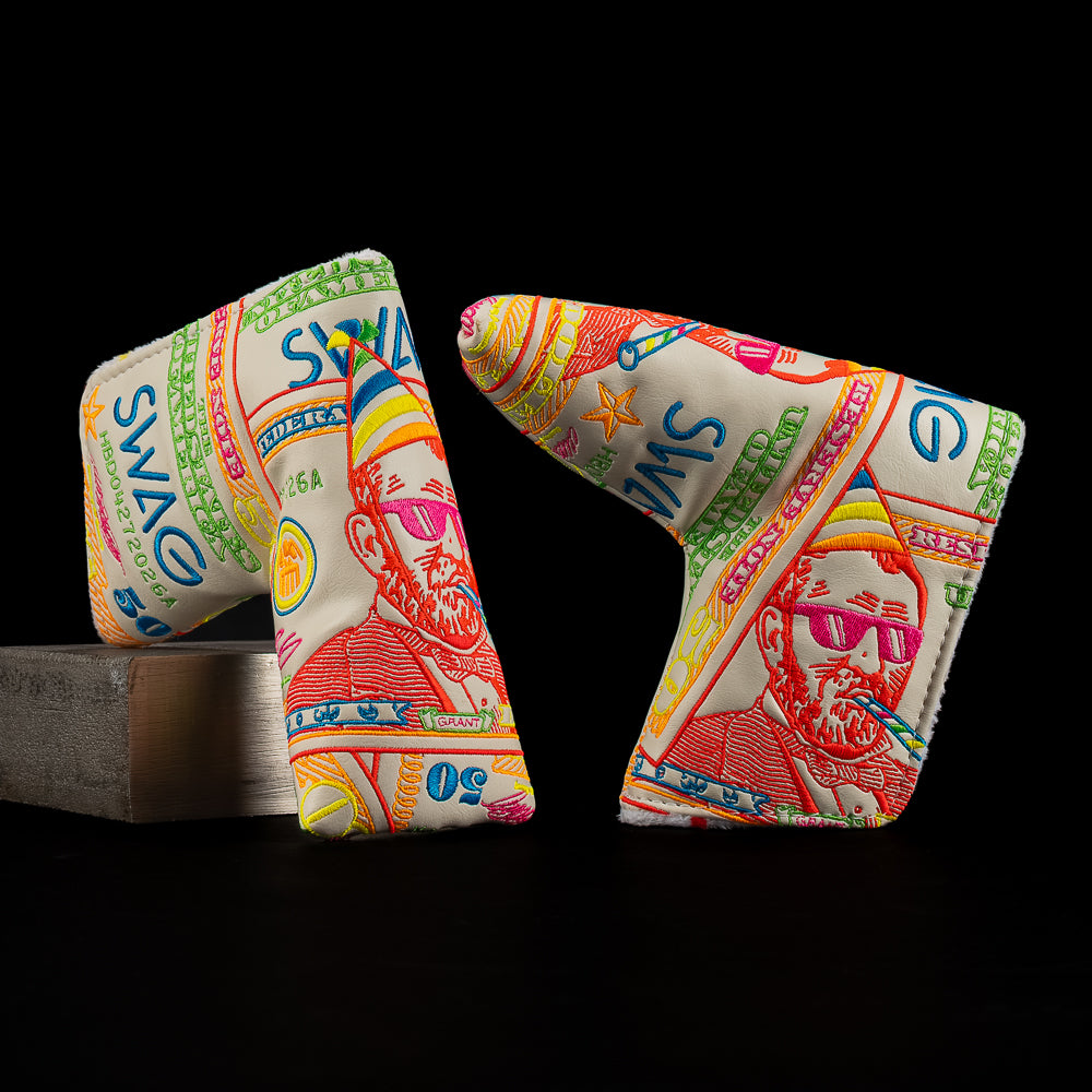 SWAG Golf Grant Birthday dollar Bill confetti colored blade golf headcover.