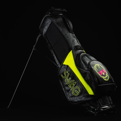 Swag x Vessel black dripping skull golf stand bag.