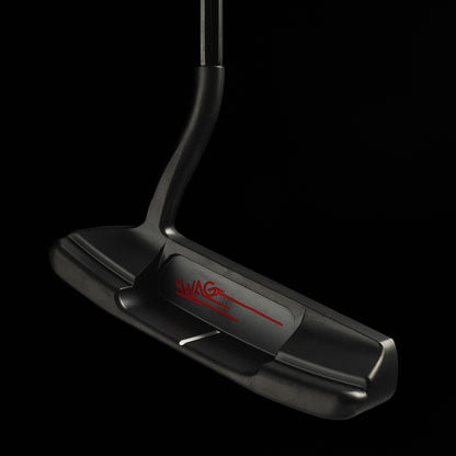 Black PVD Dripping Skull Handsome Too F Putter with red Swag writing.