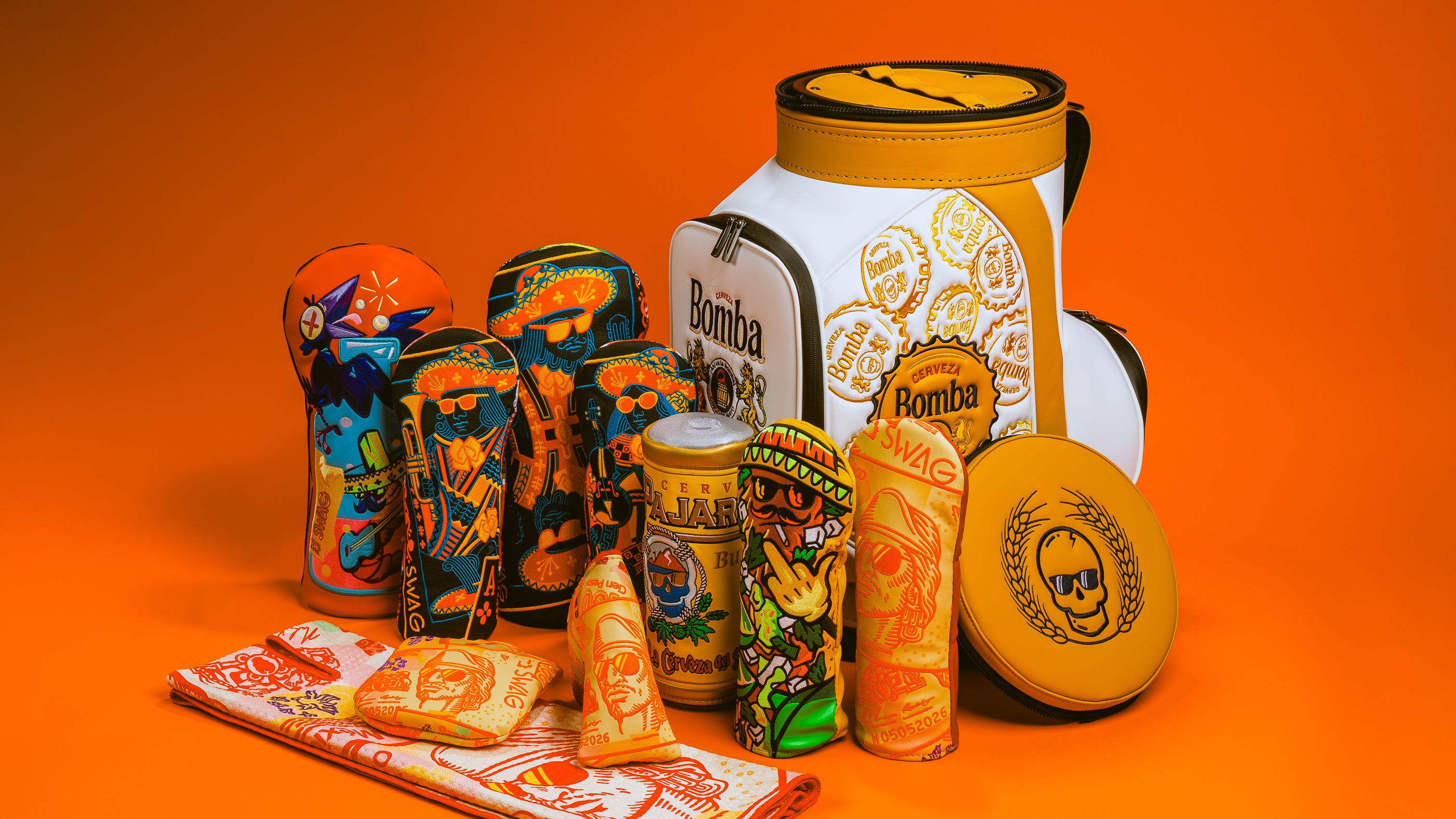 SWAG Golf Cinco De Mayo limited edition collection featuring mariachi, chorizo, and beer themed golf gear.