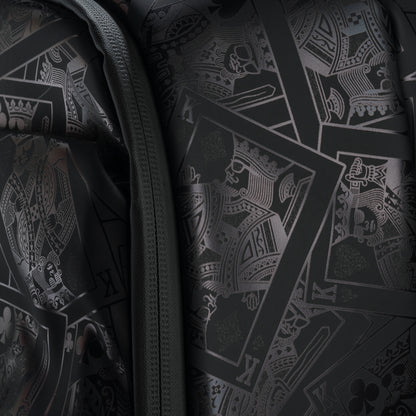 SWAG Golf black backpack with 'SWAG' text and Poker King purple and gold details.