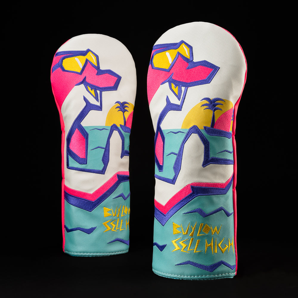 SWAG Golf Cowabunka flipper pink, white, and aqua driver golf headcover made in the USA.