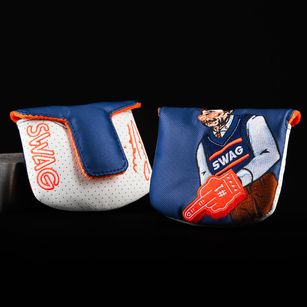 Da Coach season 3 Mike Ditka themed blue, white and orange mallet putter golf head cover made in the USA