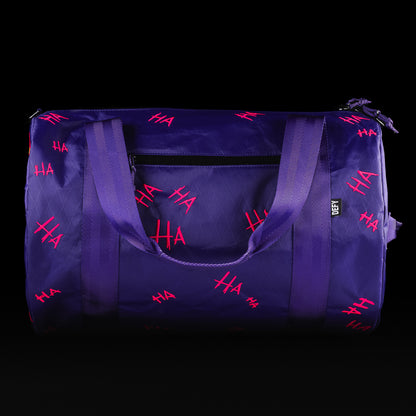 Swag x Defy Defaced Franklin ultimate overnighter purple duffel bag.