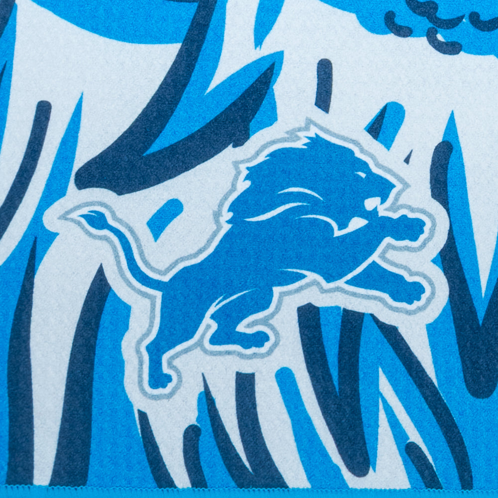 NFL Detroit Lions official golf towel with blue and white roaring lion design.